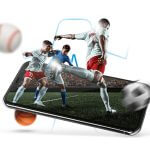 Wettzentrum Handy mit Fußballspielern
