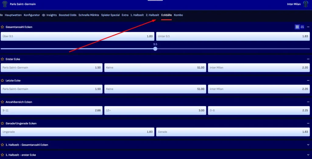 Bankonbet Ecken Wetten Screenshot
