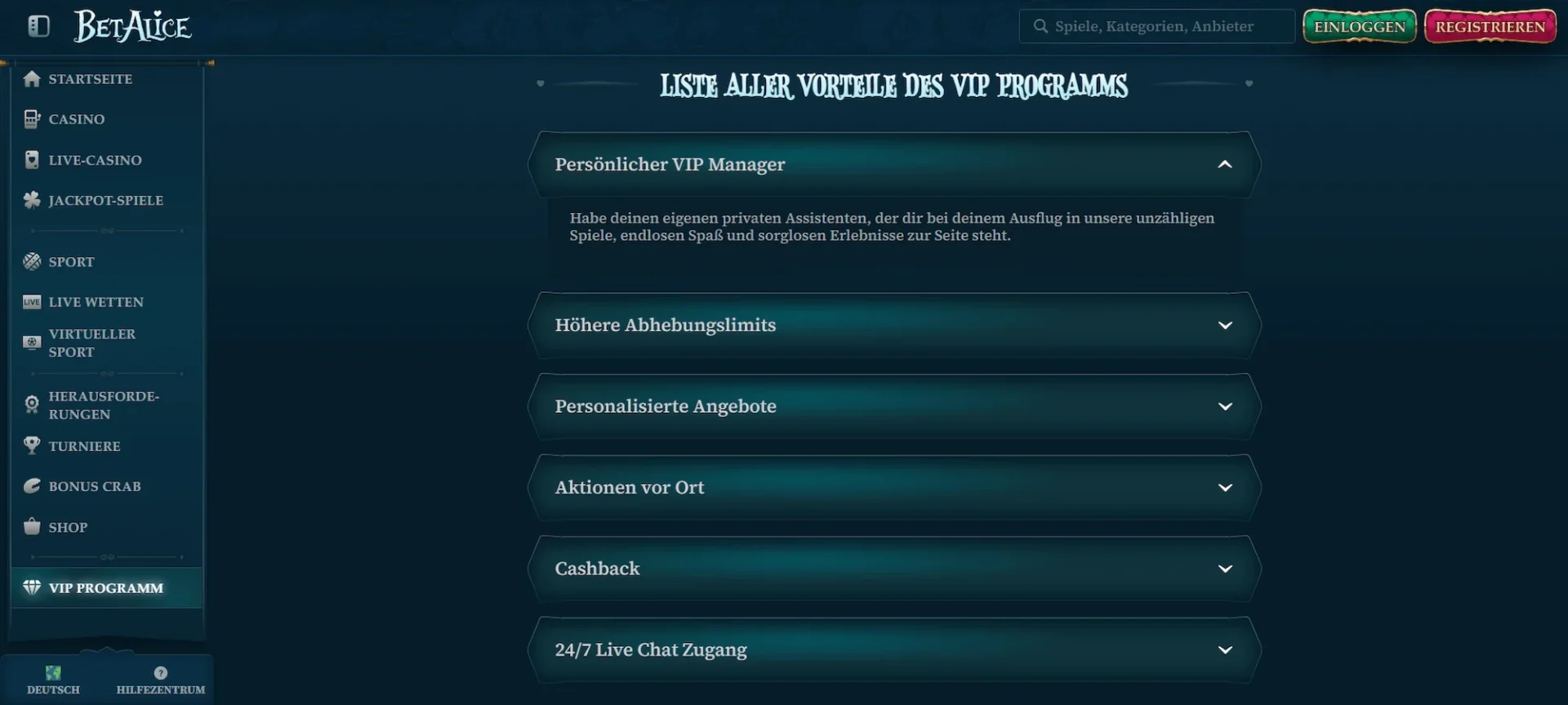 Alle Vorteile des VIP Progamms von BetAlice