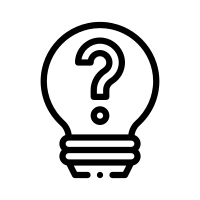 Icon einer Glühbirne in der sich ein Fragezeichen befindet