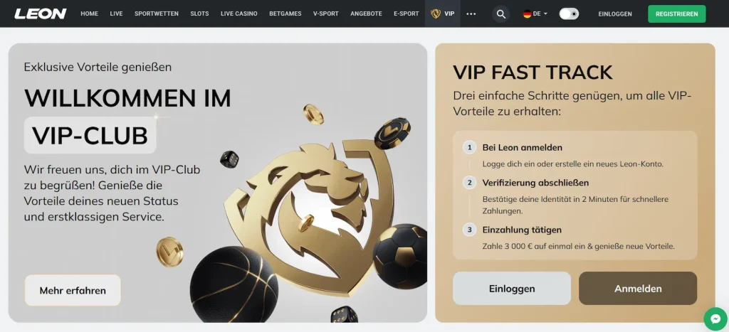 Übersicht vom VIP Programm von Leonbet 