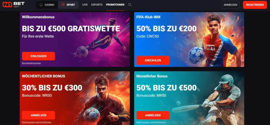Übersicht einiger Promotionen bei N1Bet