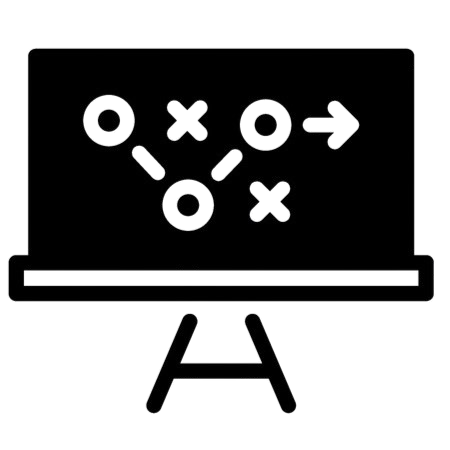 Tafel mit aufezeichneter Strategie Icon