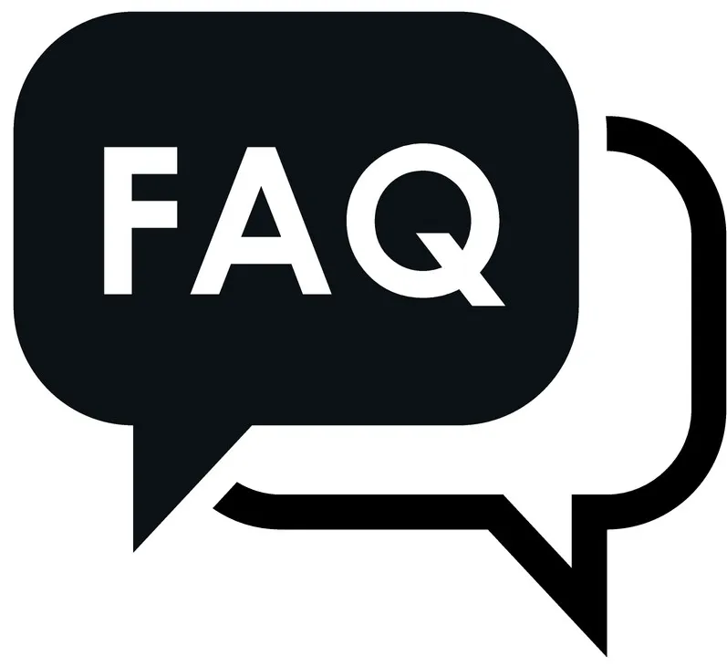 Zwei Sprechblasen, wobei auf einer das Wort „FAQ“ steht