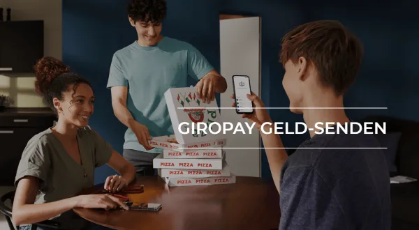 Ein Banner von Giropay, auf dem steht „Giropay Geld senden“