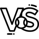 Icon eines VS Zeichen mit einem Tennisball darin