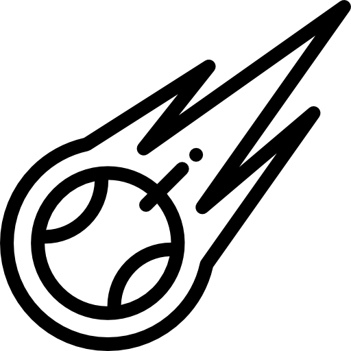 Icon eines Tennisball mit einem Schweif dahinter