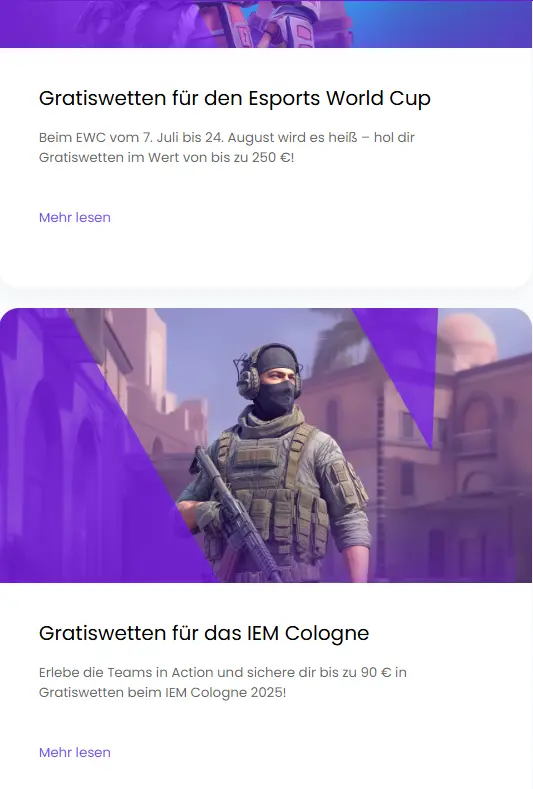 Einblick ins eSport-Bonusangebot von Clash Royale Wettanbieter Winnerz