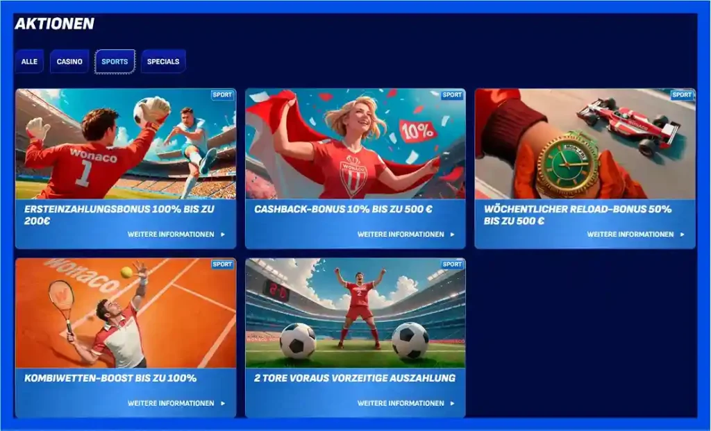 Die Bonusangebote des Sportwettenanbieters Wonaco