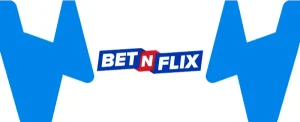 Das Logo des Wettanbieters BetNFlix in Blau und Rot zwischen Akzenten des Wettzentrum-Logos.