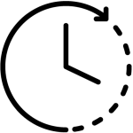 Icon einer Uhr, mit einem Pfeil statt eines Rahmens