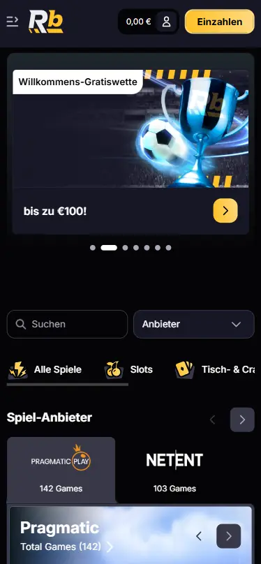Ansicht der der mobilen Website von Roibet