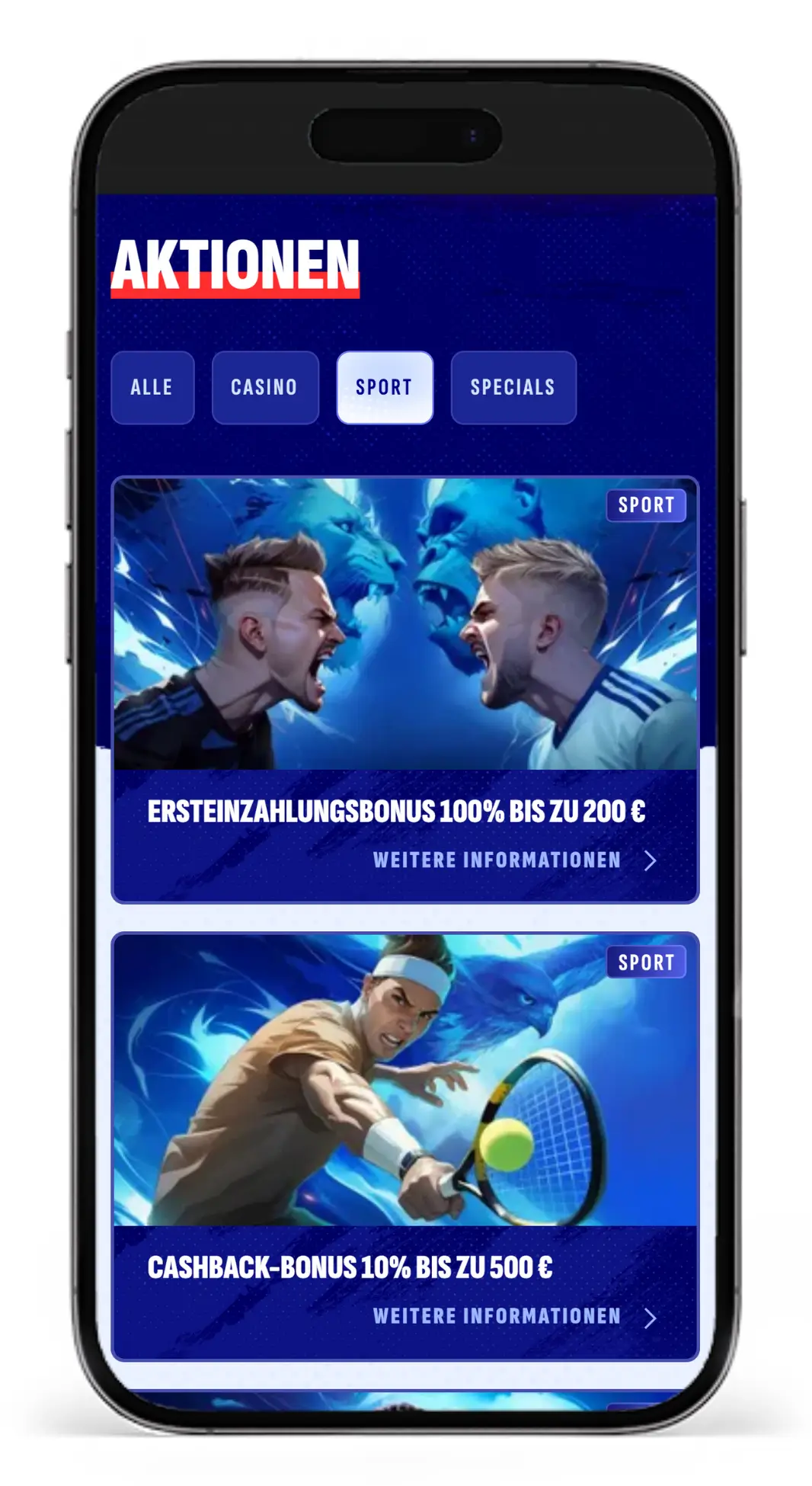 Auszug aus dem Sportwetten Bonus Programm von Bankonbet