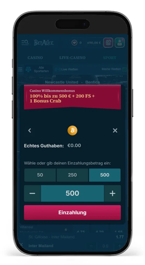 Einzahlungen via Bitcoin bei Betalice Bitcoin Wettanbieter