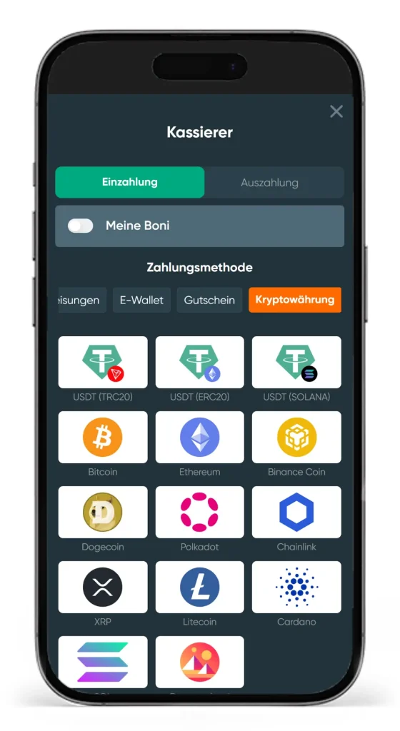 Einblick in die verfuegbaren Kryptowaehrungen beim Bitcoin Wettanbieter Ivibet