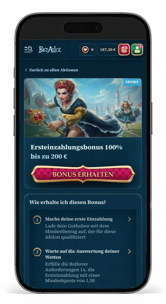 Sport Ersteinzahlungsbonus von BetAlicefuer GNTM Wetten