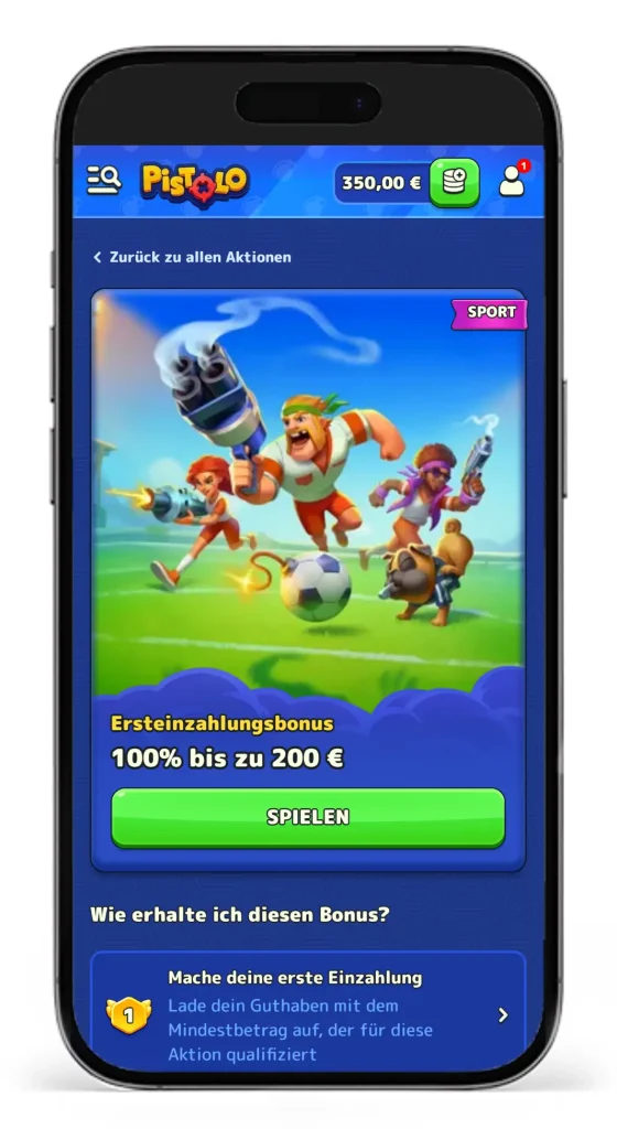 Ersteinzahlungbonus fuer Klarna Sportwetten von Pistolo