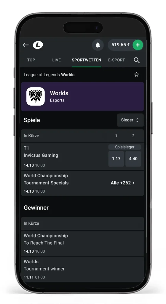 Wetten auf League of Legends World Wettkampf bei Leonbet