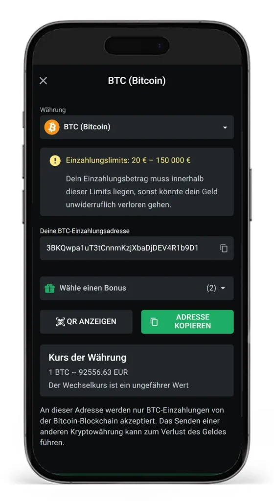 Einzahlungen per Bitcoin beim Bitcoin Wettanbieter Leonbet