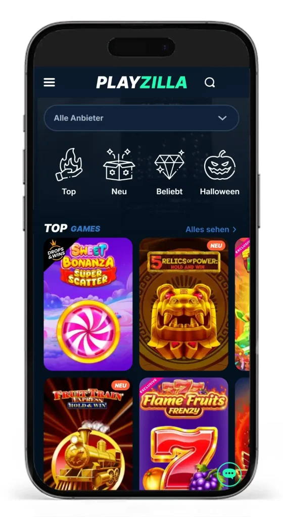 Einblick in die Spielauswahl vom Sportwetten Casino PlayZilla