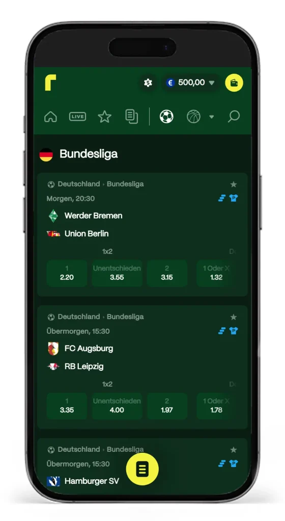 Bundesliga Wettquoten von RioPlay