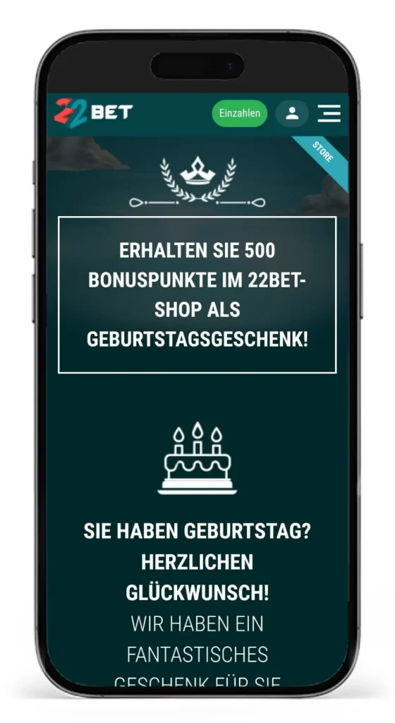 Sportwetten Geburtstagsbonus Aktion von 22bet
