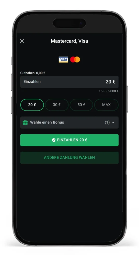 Einzahlung mit Mastercard und VISA beim Wettanbieter mit Kreditkarte Leonbet