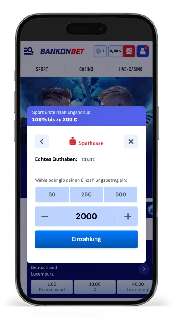 Einzahlung mit Bankueberweisung fuer Sportwetten ohne Limit bei Bankonbet