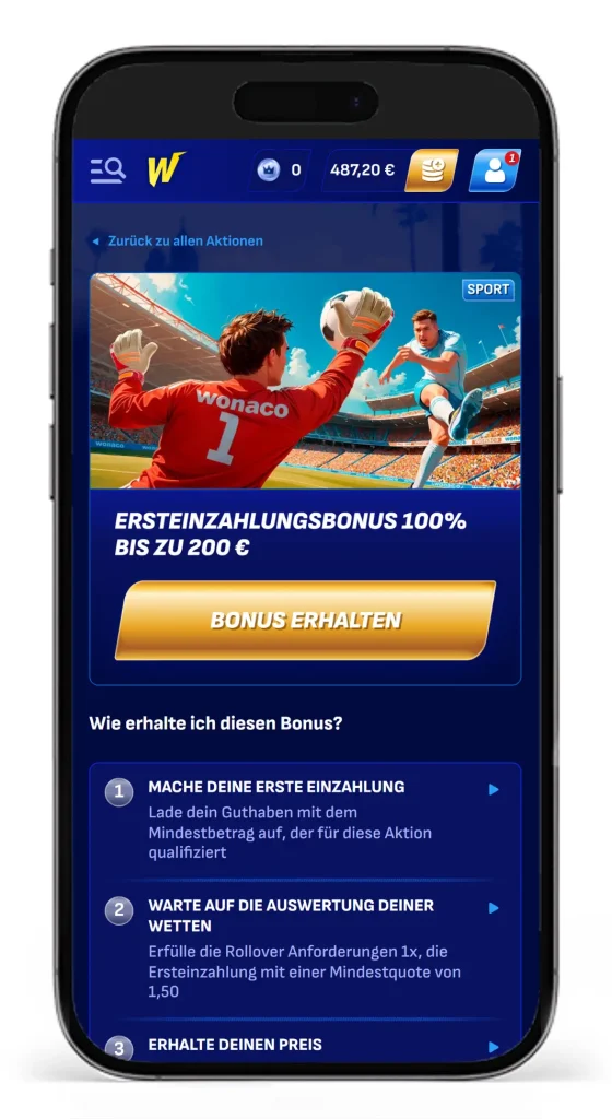 Ersteinzahlungsbonus fuer Sport vom Wettanbieter ohne LUGAS Wonaco