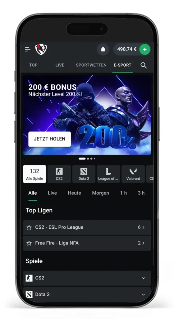 Einblick in das eSports Wetten Angebot von Leonbet