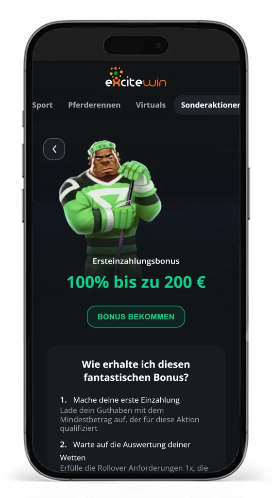 Wetten ohne deutsche Lizenz bei ExciteWin mit Ersteinzahlungsbonus fuer Sportwetten