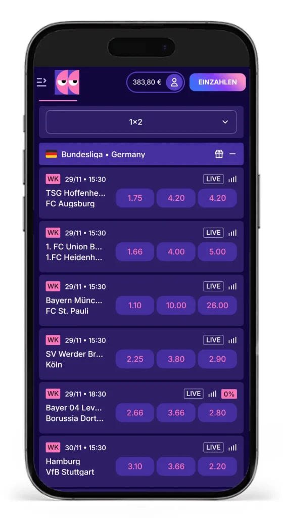 Bundesliga Wetten mit top Quoten bei BlindLuck
