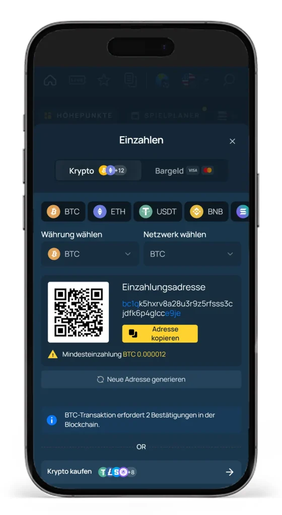 Einblick in die verfuegbaren Kryptowaehrungen fuer Einzahlungen beim Wettanbieter Fortunejack