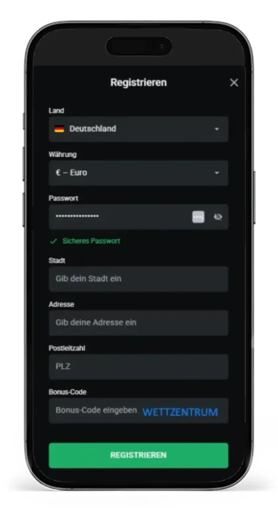 Registrierung beim Wettanbieter Leonbet mit exklusivem Bonuscode fuer Triathlon Wetten