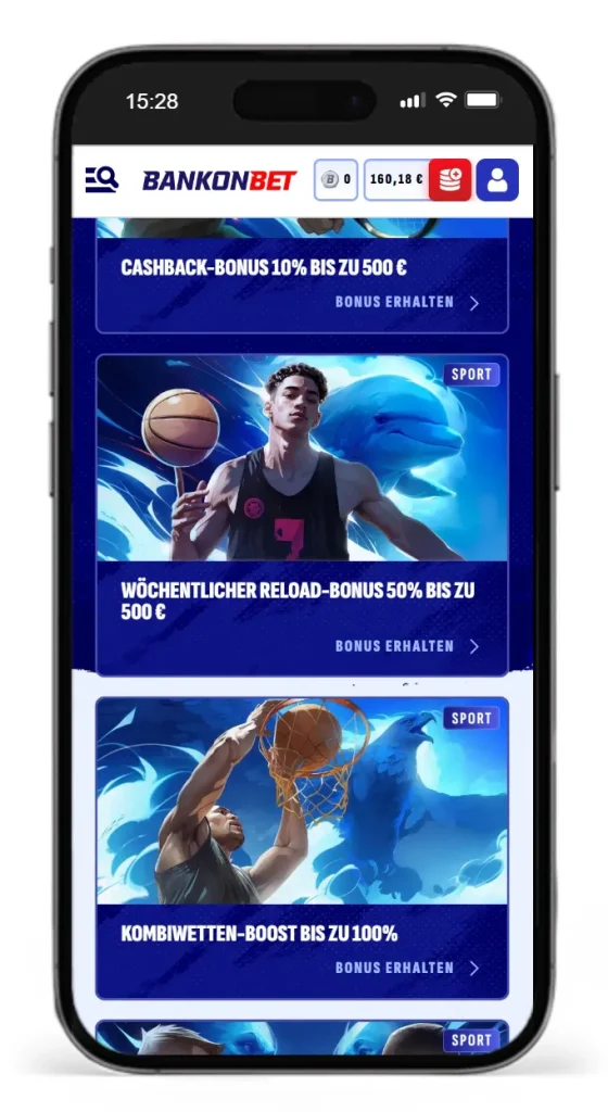 Cashback-, Reload- und Kombiboost-Bonusaktion fuer beste Sportwetten vom Online Wettanbieter Bankonbet
