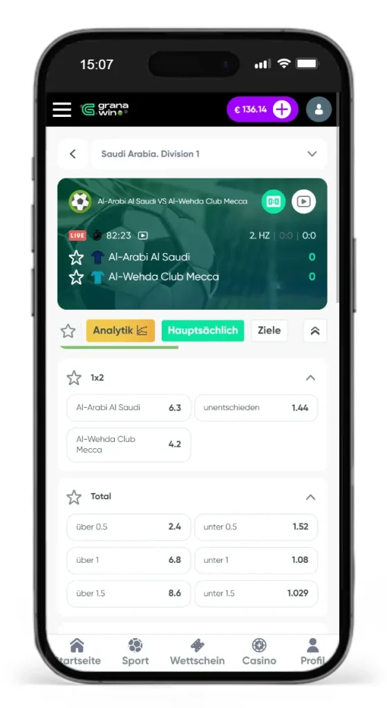Livewetten bei GranaWin