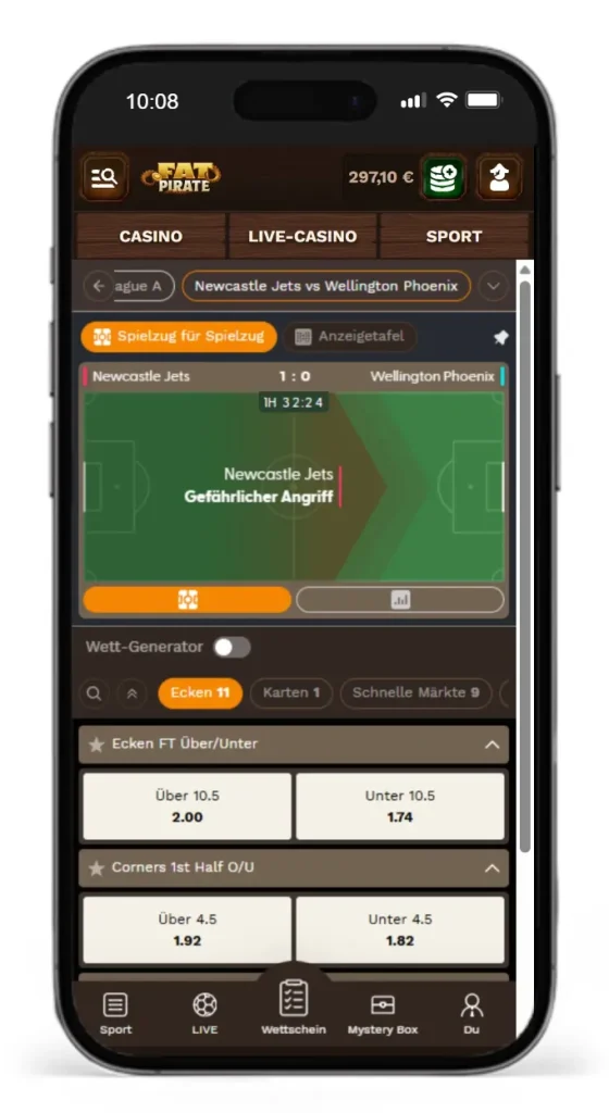 Livewetten bei Fatpirate mit speziellen Wettarten
