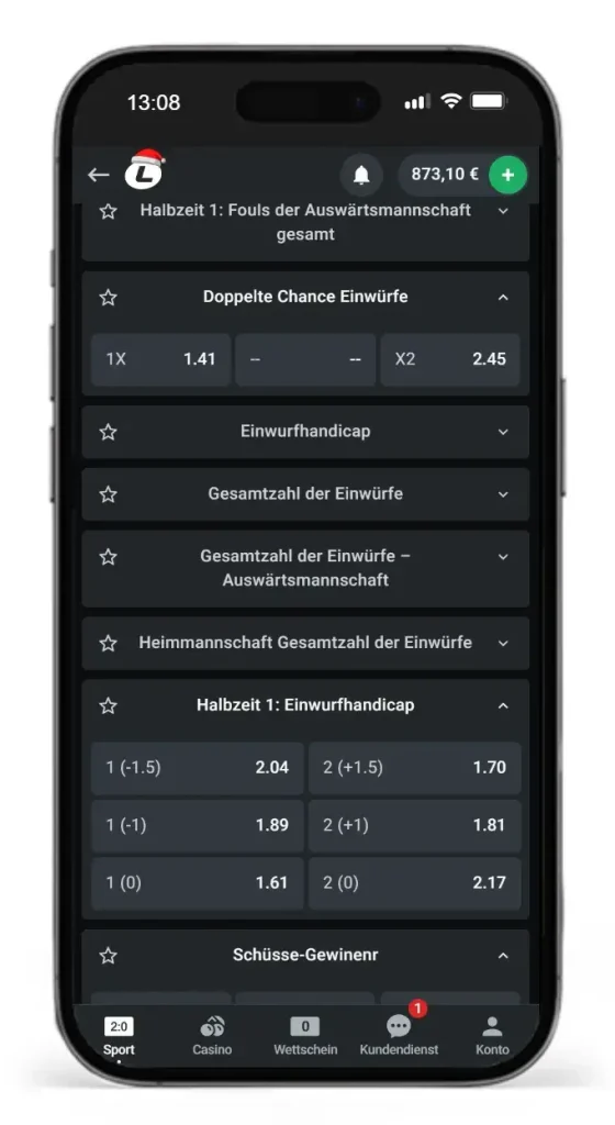 Einwurf-Wetten bei Leonbet