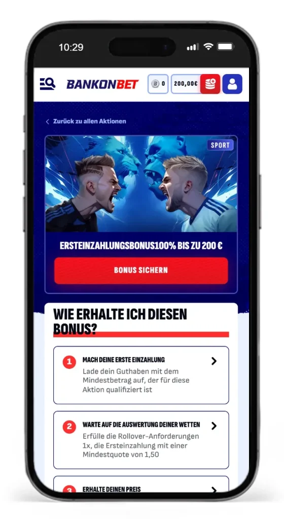 Sport Ersteinzahlungsbonus von Bankonbet