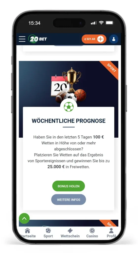 Bei mehreren Wettanbietern wetten mit Prognose-Tippspiel von 20Bet