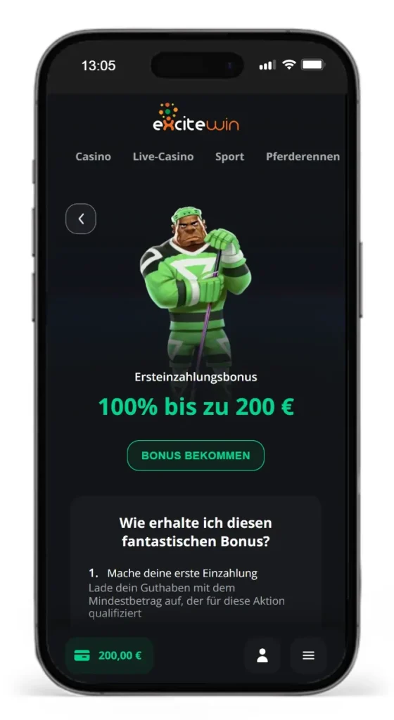 Willkommensbonus fuer Sportwetten vom Online Wettanbieter ExciteWin
