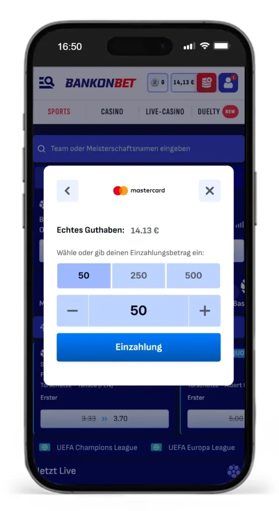 Einzahlung via Google Pay Mastercard bei Bankonbet