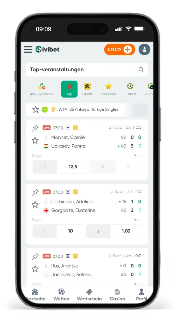 Top-Veranstaltungen fuer Live Wetten bei Ivibet