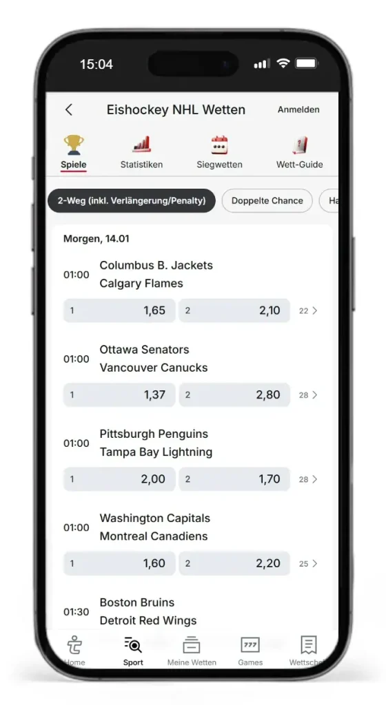 Eishockey NHL Wettquoten von Tipico