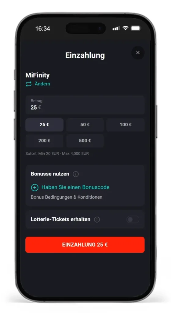 MiFinity Einzahlung beim eWallet Wettanbieter N1 Bet