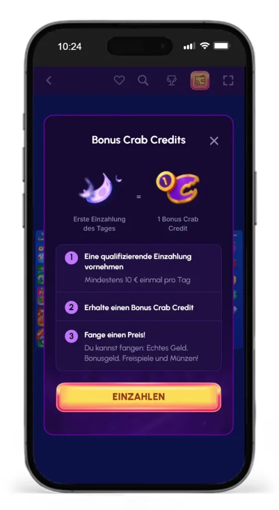 Taeglich Bonus Crab Credits im NovaJackppot Casino erhalten