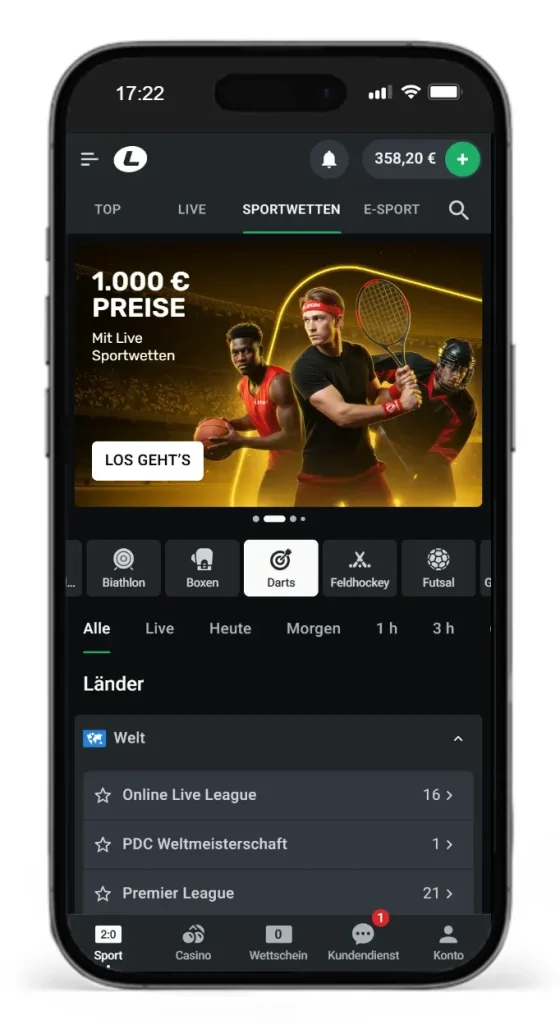 Dart Ligen fuer Darts Wetten bei Leonbet