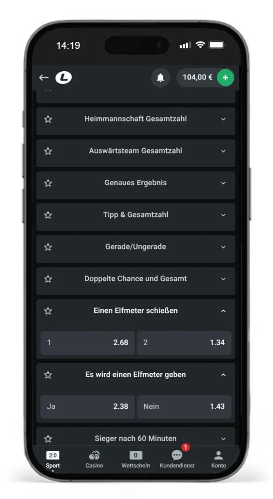 Elfmeter Sportwetten bei Leonbet