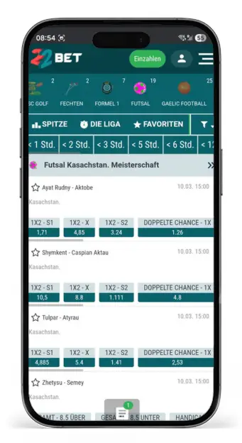 Futsal Wetten bei 22bet