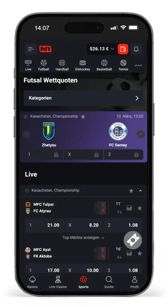 Futsal Wettquoten von N1Bet